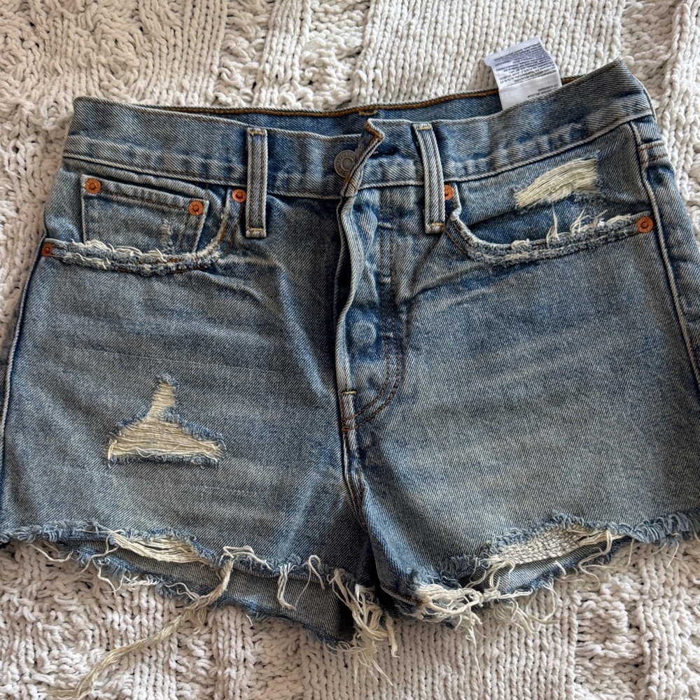 Levi's Blue Distressed Jean Shorts